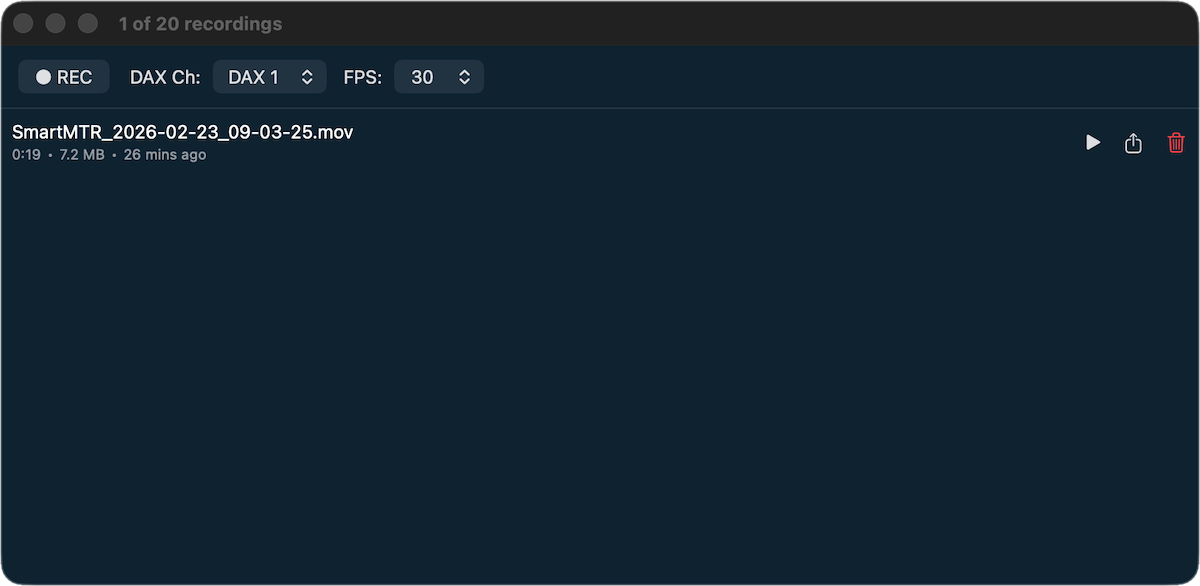 SmartMTR - Recording window